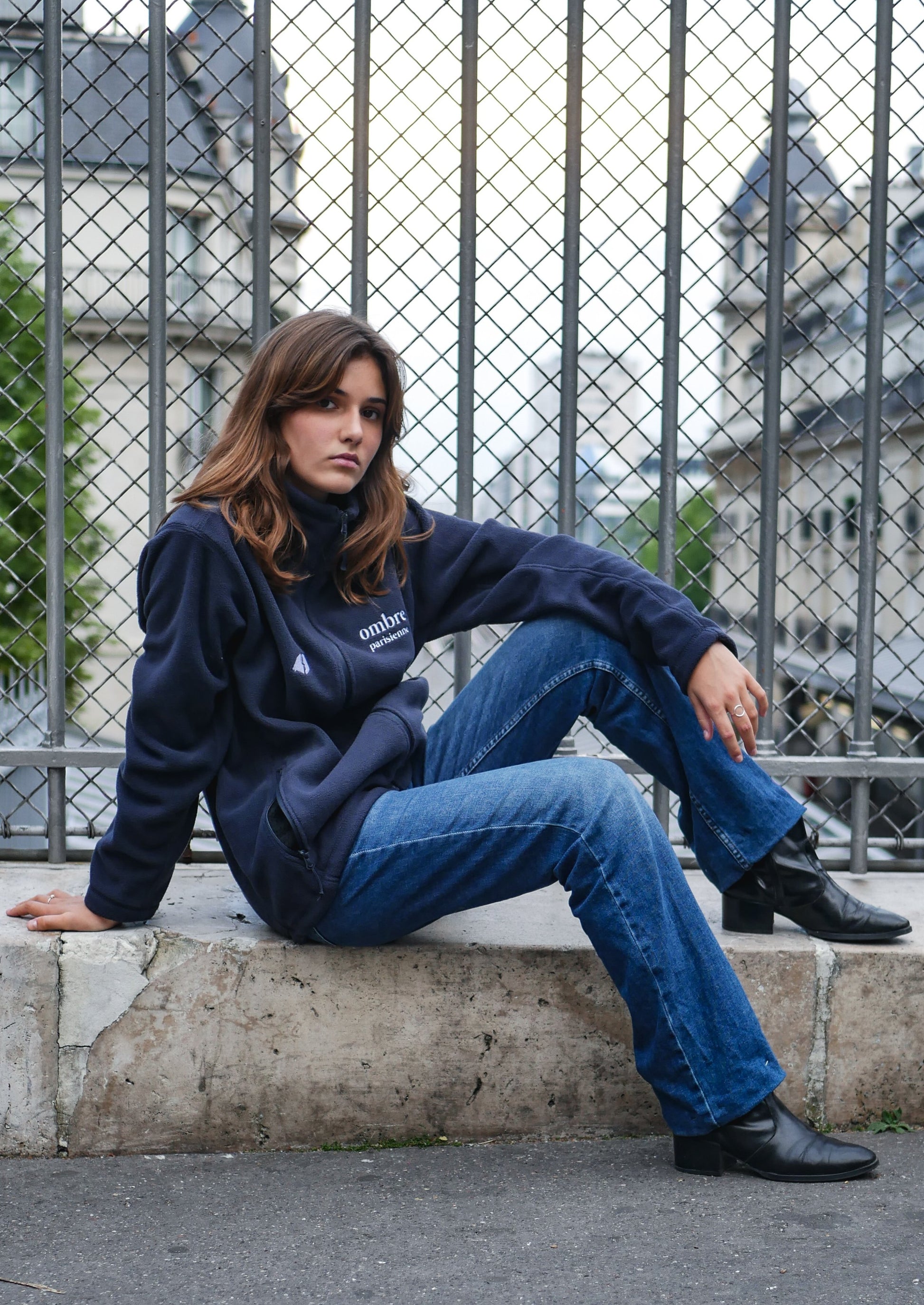 Fleece Jacket Ombre Parisienne - Navy - Ombre Parisienne